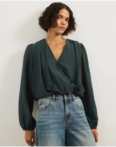 Atmos&Here - Paige Plunge Balloon Sleeve Top