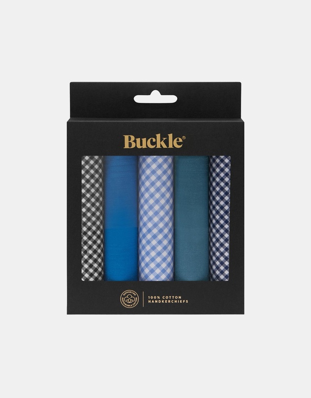 Buckle - Black and Navy Checks 5-Pack 100% Sustainable Cotton Handkerchief Set