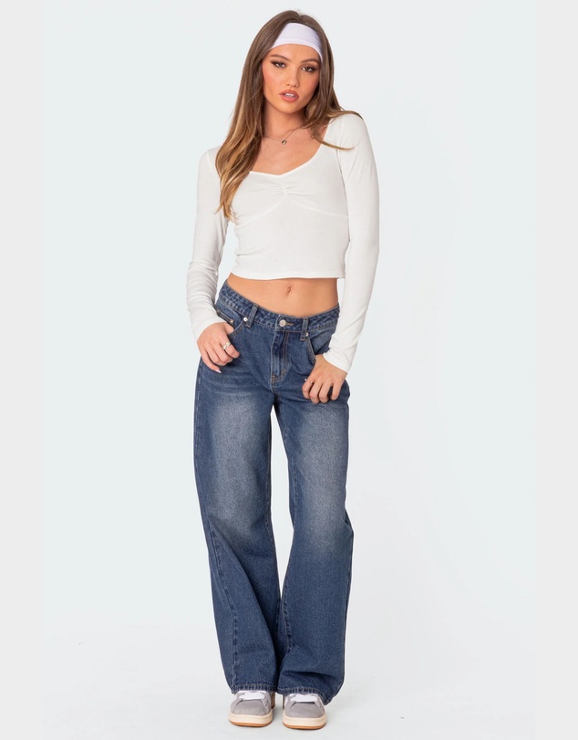 EDIKTED - Nat Ruched V Neck Top
