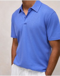 Trenery - Linen Cotton Jersey Polo in Vivid Blue