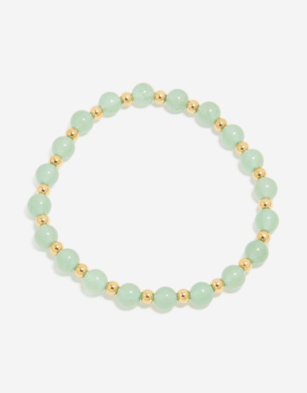 Lovisa - Waterproof Gold Plated Stainless Steel Green Beaded Stretch Bracelet