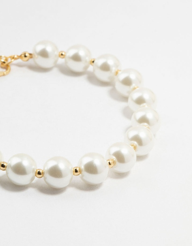 Lovisa - Gold Plated Alternating Medium Pearl & Ball Bracelet