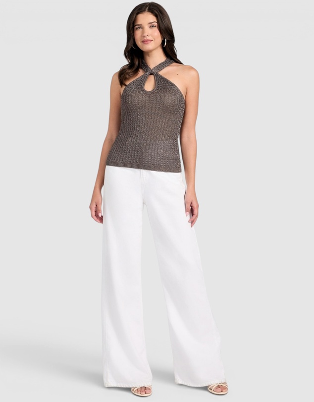GUESS - Sleeveless Halter Keyhole Ella Tank Top