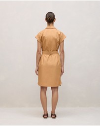 Trenery - Cotton Poplin Cap Sleeve Shirt Dress in Sahara Tan