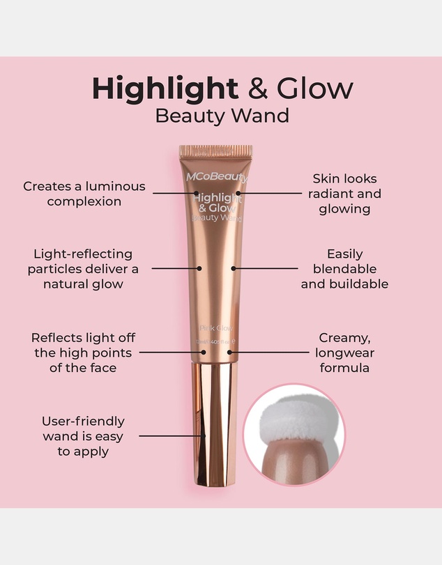 MCoBeauty - Highlight & Glow Beauty Wand - Pink Glow