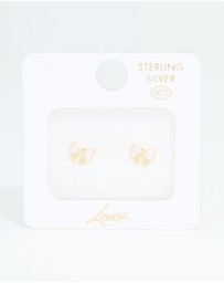 Lovisa - Gold Plated Sterling Silver Cubic Zirconia Bow Stud Earrings