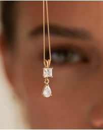 Elli Jewelry - Necklace Crystal Drop 925 Sterling Silver Gold-Plated