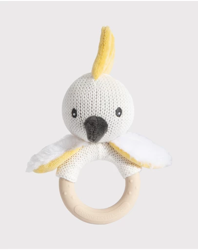 Living Textiles - Ring Rattle - Cockatoo