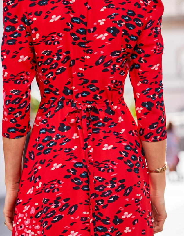 Sosandar - Animal Print Ruffle Hem Fit & Flare Midi Dress