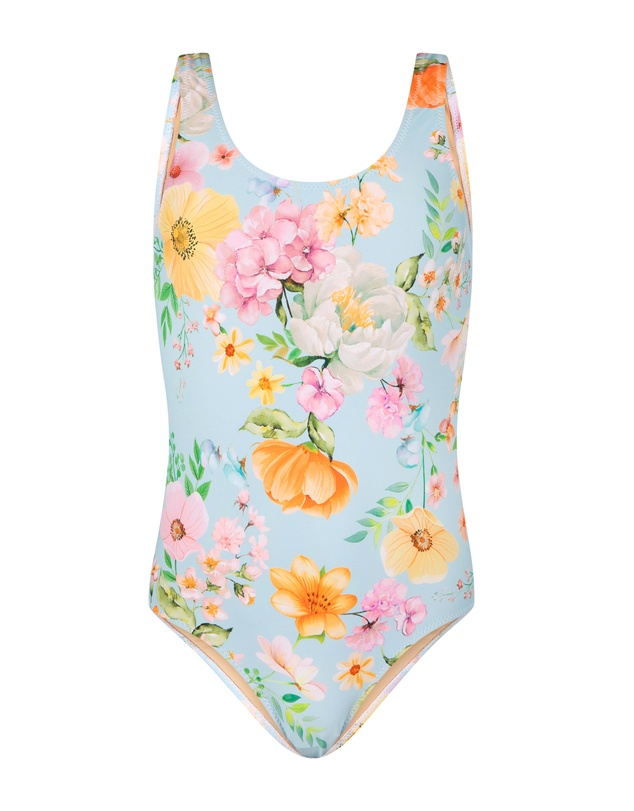 Poolside Paradiso - Girls Leilani Scoop One Piece - Sky