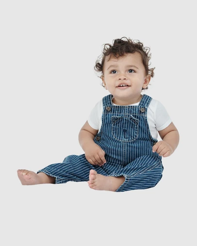 GAP - Stripe Bear Pocket Overalls - Babies
