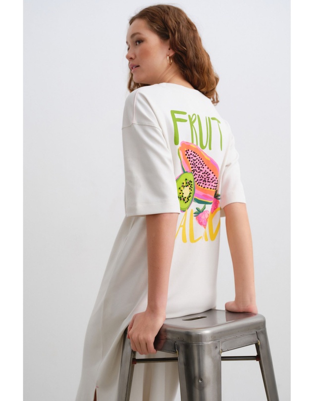 NEXT - Short Sleeve Crew Neck Jersey Back Graphic Midi Dress