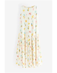 NEXT - Sleeveless Drop Waist 100% Cotton Crew Neck Midi Dress