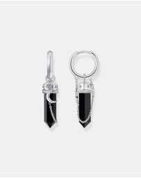 THOMAS SABO - Hoop Earrings with Onyx in Hexagon-Shape and Small Chain