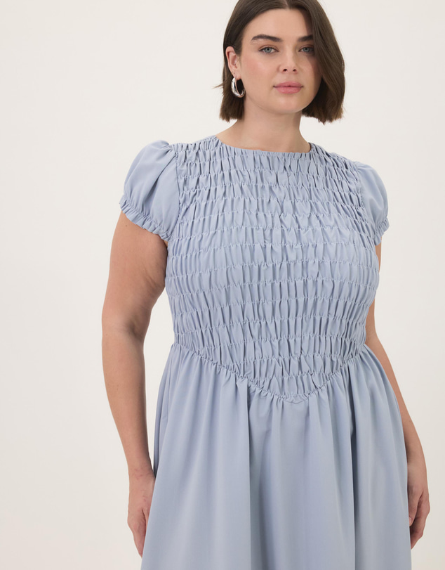 Atmos&Here Curvy - Blair Checkered Cotton Blend Midi Dress