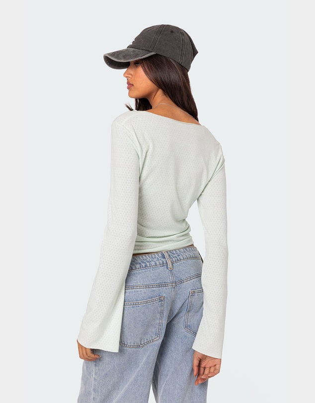 EDIKTED - Maddison Pointelle Long Sleeve T Shirt