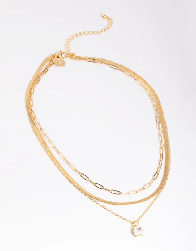 Lovisa - Gold Plated Cubic Zirconia Chain Necklace