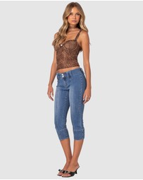 EDIKTED - Jesse Low Rise Washed Capri Jeans