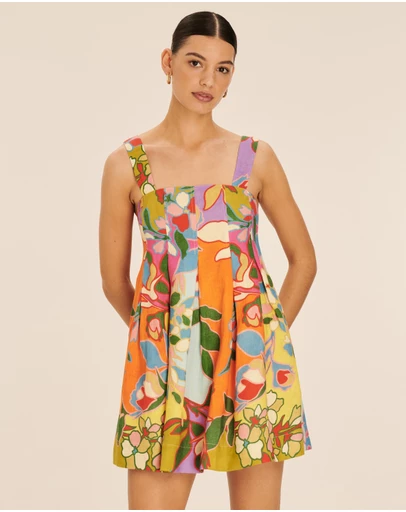 AERE - Linen Pleat Detail Mini Dress