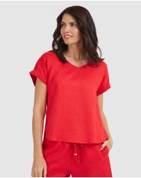 CAMIXA - Martina Linen V-Neck T-shirt