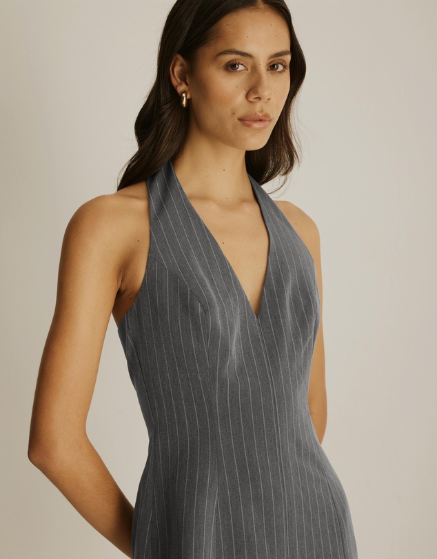 Atmos&Here - Adrienne Pinstripe Halter Mini Dress