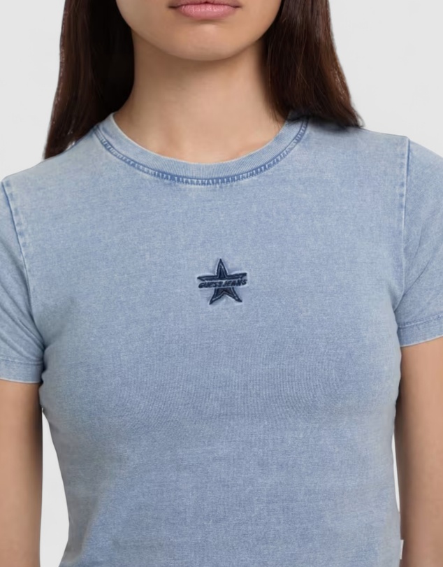 GUESS - GUESS JEANS Crew Neck Star Crop T-Shirt