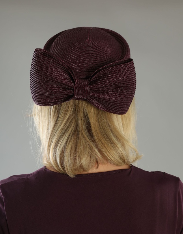 Morgan & Taylor - Tara Racewear Pillbox Hat in Dark Cherry Red