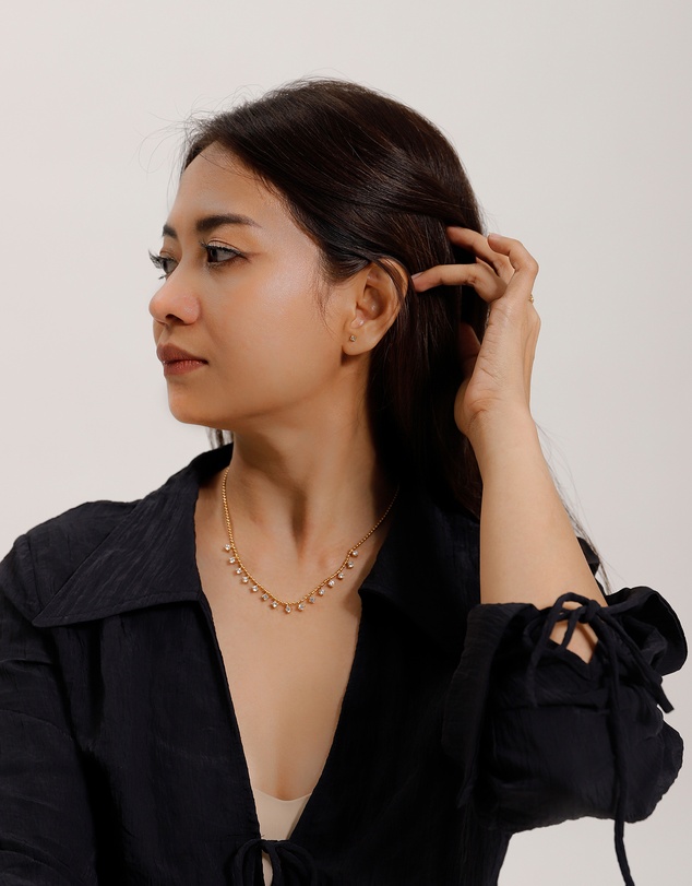 Elli Jewelry - Necklace Crystal Ball 925 Sterling Silver Gold-Plated