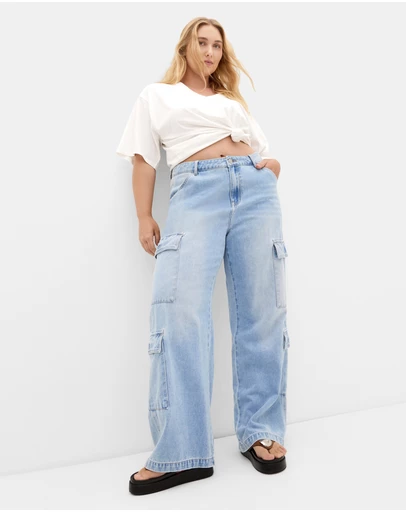City Chic - Harley Fit Iona Cargo Wide Leg Jean