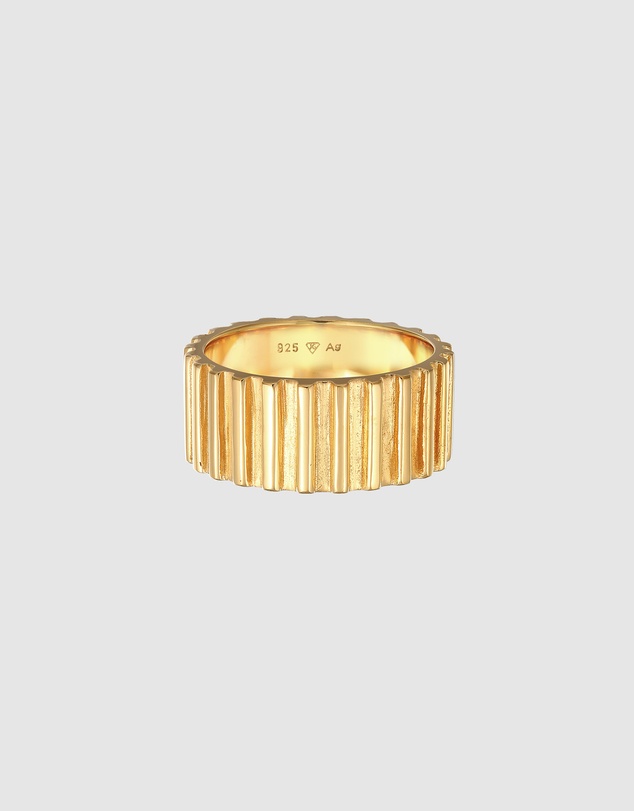 Elli Jewelry - Grooves Band Ring in Gold-Plated 925 Silver