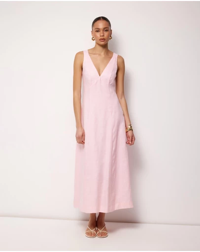 AERE - Haven Linen Beaded Midi Dress