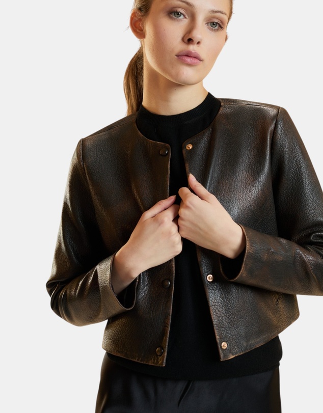 Cynthia Rowley - Winona Leather Crop Jacket