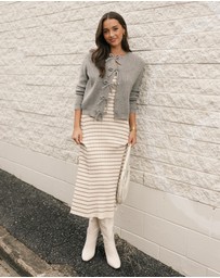 Petal & Pup - Wilde Bow Front Cardigan - Light Grey