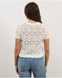 Atmos&Here - Hani Short Sleeve Open Knit Cardigan