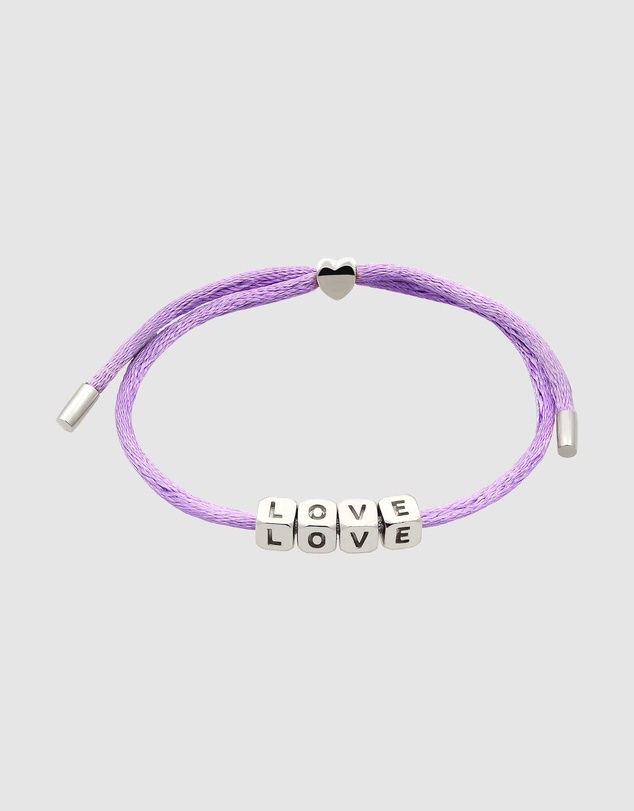 Elli Jewelry - LOVE Charm Purple Satin Bracelet
