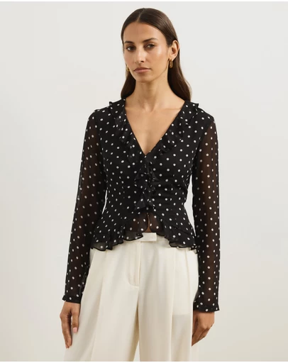 Atmos&Here - Quinn Ruffle Polka Dot Blouse