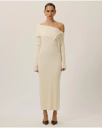 Tussah - Chloe Off Shoulder Knitted Midi Dress