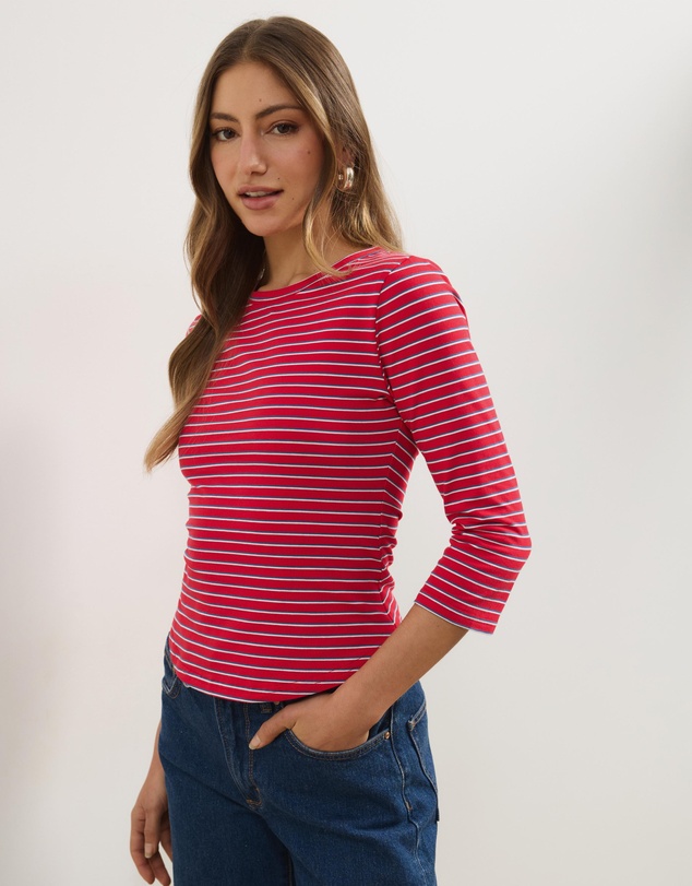 Atmos&Here - Layla 3/4 Sleeve Stripe Tee