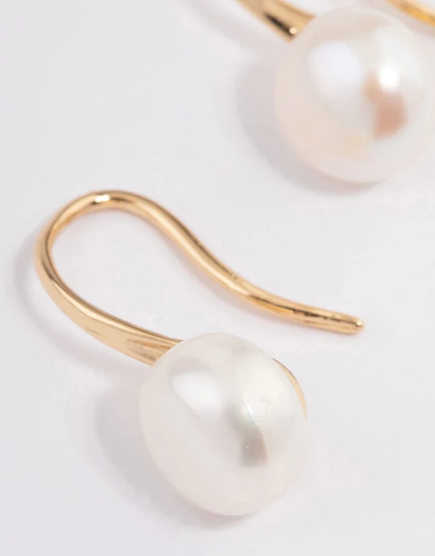 Lovisa - Gold Plated Freshwater Pearl Small Hook Drop Earrings