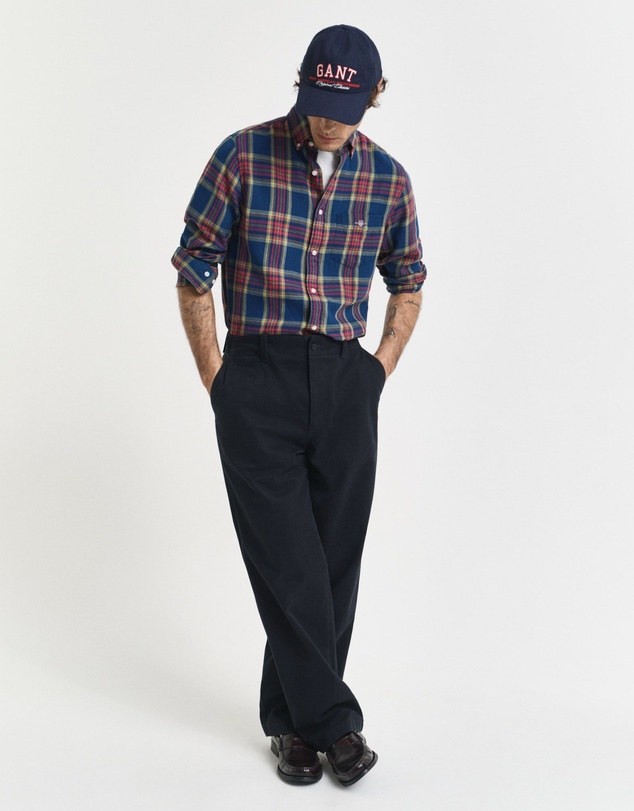 Gant - Regular Fit Checked Indigo Twill Shirt