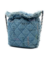 Pre-Loved by Azura Reborn - Pre-Loved Medium Quilted Denim Mood Bucket with Chain