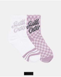 Santa Cruz - Ribbon Script Checkboard Mid Socks - Kids-Teens