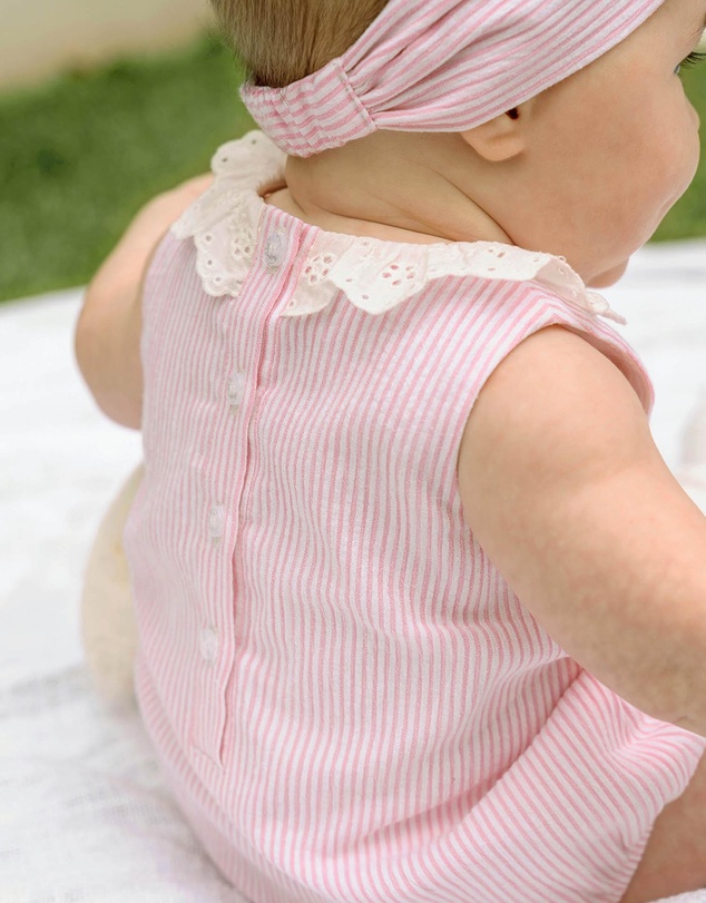 Bebe by Minihaha - Willa Stripe Lace Collar Bodysuit - Babies