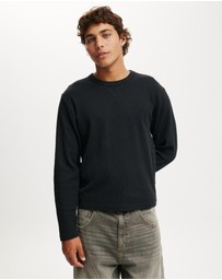 Cotton On - Cropped Fit Textured Long Sleeve T-Shirt