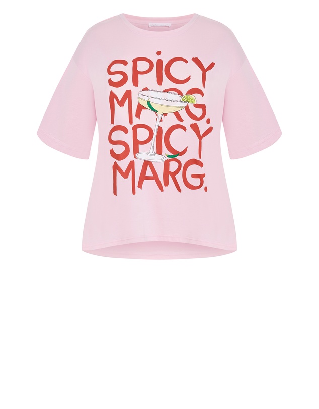 City Chic - Plus size Oversized Margarita Print Tee - pink