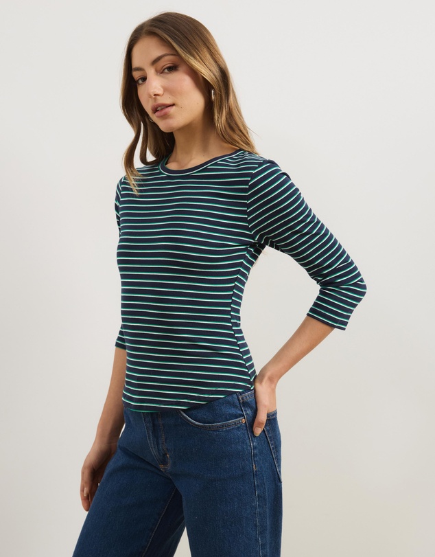 Atmos&Here - Layla 3/4 Sleeve Stripe Tee