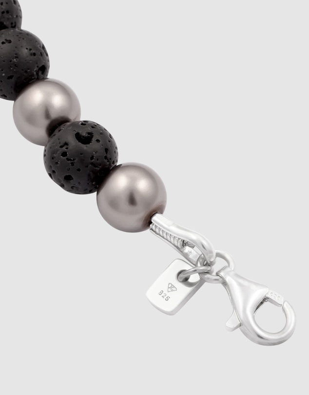 Kuzzoi - ICONIC EXCLUSIVE - Lava Beads and Pearl Bracelet in 925 Sterling Silver