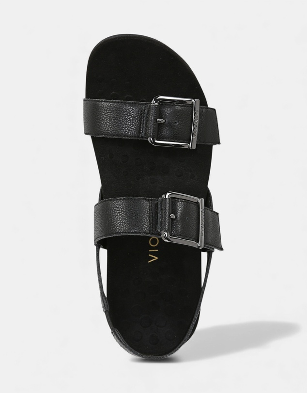 Vionic - Reese Back Strap Sandal - Black Tumbled Leather