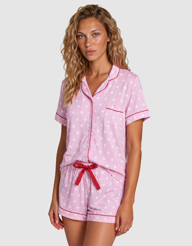Sant And Abel - Women's Spotty Pink Bamboo Short PJ Set