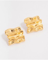 Lovisa - Waterproof Gold Plated Stainless Steel Square Textured Stud Earrings